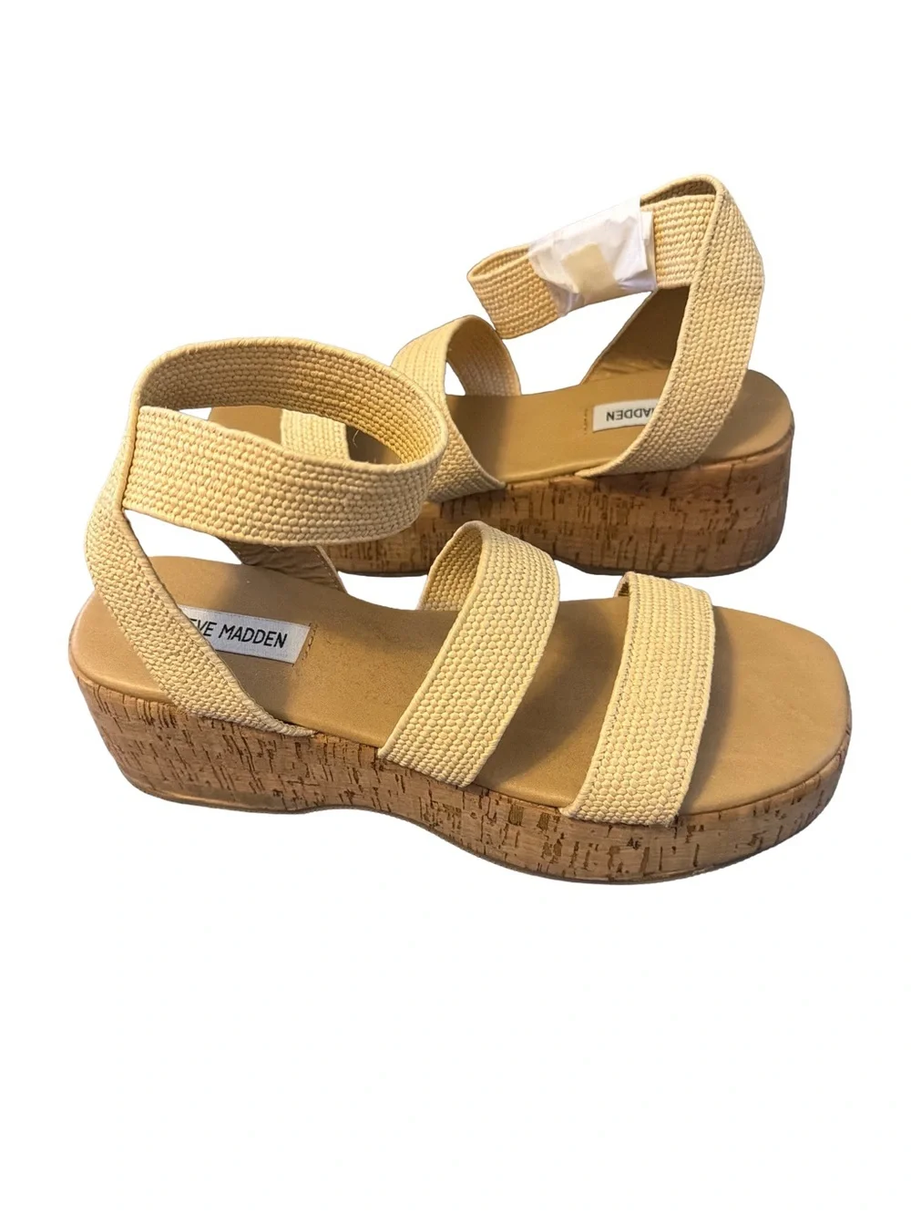 Steve Madden Women's Sashes Platform Sandals, Color: Natural, Size: 9M NWT